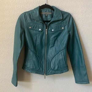 Kenneth Cole Reaction teal leather jacket
